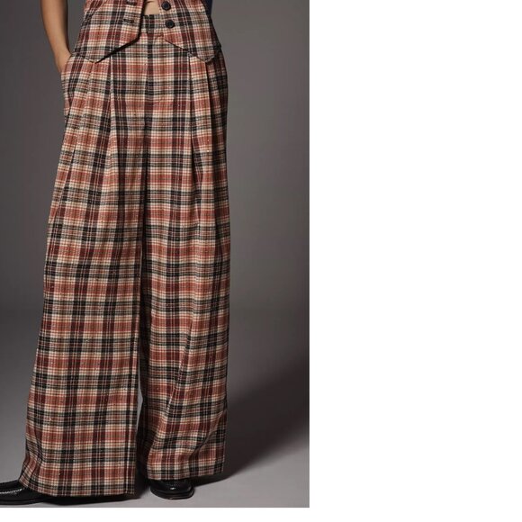 ANTHROPOLOGIE The Avery Sparkle Pleated Wide-Leg Trousers by Maeve XL new - Picture 2 of 6